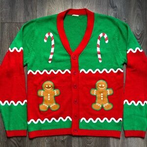 Vintage Red & Green Christmas Knit Cardigan